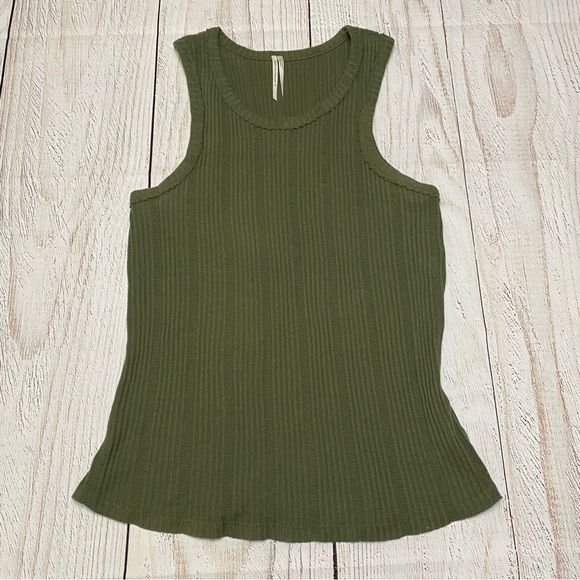 Anthropologie Sage Green Ribbed Tank Top XL - Picture 2 of 15